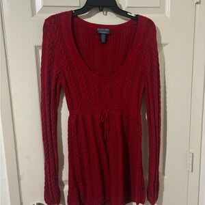 Red Knit Sweater Dress